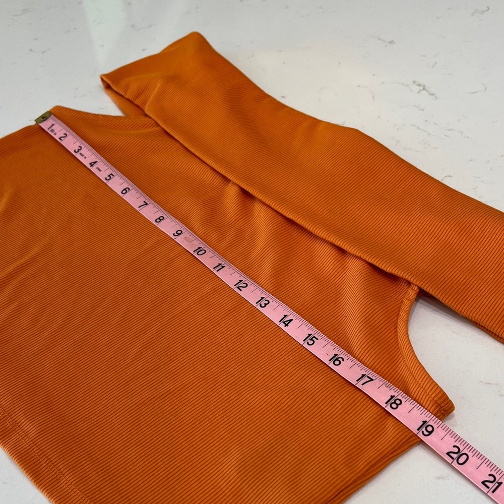H&M Orange Ribbed Fold Over Off-The-Shoulder Cropped Top Size XL - Picture 7 of 8